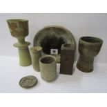 STUDIO POTTERY, Ian Godfrey collection of specimen vases, candle holder and other table ornaments