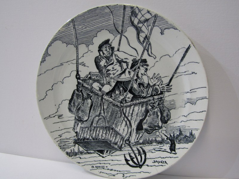 ANTIQUE FRENCH POTTERY PARIS SIEGE, set of 11 transfer printed dessert plates depicting scenes - Image 2 of 3