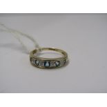 9CT YELLOW GOLD AQUAMARINE & DIAMOND ETERNITY STYLE RING, size L