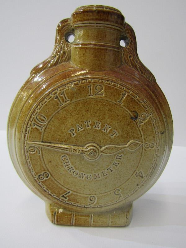 FULHAM POTTERY, stoneware "patent chronometer" design spirit flask impressed, "E. Asell, New Inn, - Image 2 of 4