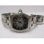 GENTLEMAN'S CARTIER ROADSTER AUTOMATIC WRIST WATCH with date aperature, watch in excellent working