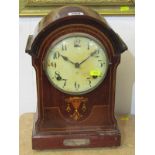 EDWARDIAN MARQUETRY BRACKET CLOCK, inlaid mahogany cased bracket clock with presentation plaque