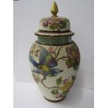ROYAL BONN, Bird & Butterfly decorated 16" lidded vase, pattern no. 1983