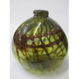 ART GLASS, signed spherical glass specimen vase, dated 1967, 5.5" height