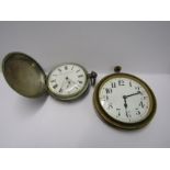 2 MECHANICAL WATCHES, 1 pocket watch, 1 other pocket watch case stamped foreign silver, both in a/