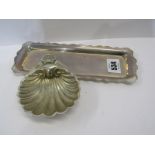 SILVER SHELL FORM BUTTER DISH, on 3 raised feet, Birmingham HM 1956, also a Birmingham HM pen