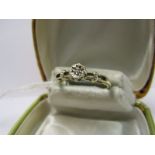 9ct YELLOW GOLD DIAMOND SOLITAIRE RING, size M/N