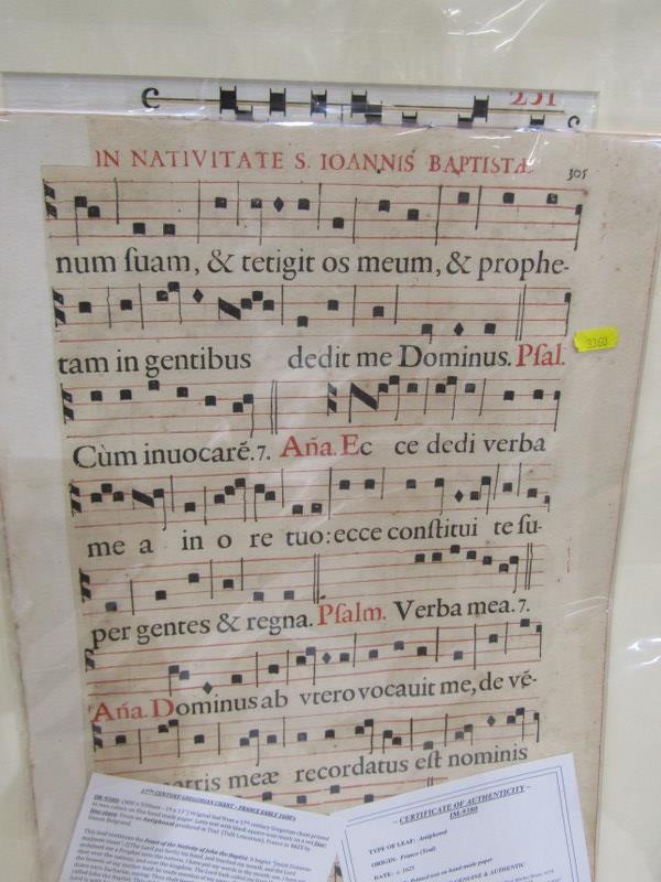 17TH CENTURY MUSIC, a French Georgian double sided Chant and 1 other, both mounted - Image 3 of 3