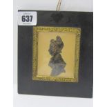 ANTIQUE SILHOUETTE, gilt heightened scissor cut silhouette of Young Lady