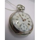 FRENCH SILVER GENTLEMAN'S POCKET WATCH, top wind with pin set, Roman numerals with outer Arabic &