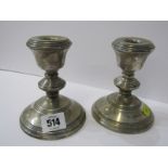 SILVER CANDLESTICKS, a pair of circular stemmed weighted candlesticks, Sheffield HM 1980, 4.5"