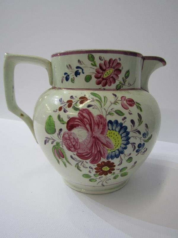 CORNISH MINING, 19th Century creamware jug decorated with engine house to one side and floral - Image 4 of 4