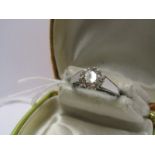 PLATINUM DIAMOND SOLITIARE RING, diamond of slight cognac colour, approx 1.5 carat, size L