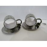 AMERICAN PLATED NAPKIN RINGS, pair of quadruple plate napkin rings on stand, stamped 168 USA