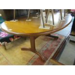 RETRO G Plan extending oval dining table, on shaped leg base