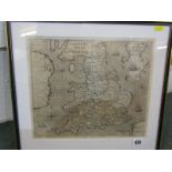 17th CENTURY MAP, William Hole engraving "Map of England" 1607, 11" x 12"
