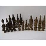 CHESS SET, carved Continental probably German Lime wood/Linden wood Chess set