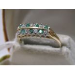 9ct YELLOW GOLD EMERALD CLUSTER RING, size T