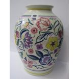 POOLE, large floral decorated 13.5" vase signed K. Hickisson