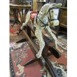ROCKING HORSE, vintage trestle bar painted rocking horse