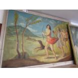 INTERIOR FURNISHING, oil on canvas "Diana, Goddess of Hunting", 39" x 59"