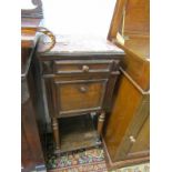 FRENCH BEDSIDE CABINET, drawer and cupboard base cabinet with damaged marble top