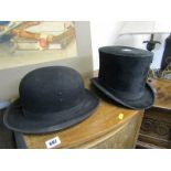 FASHION, top hat by Christys and bowler hat "The Fourburrow"
