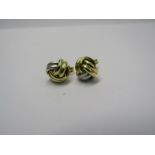 18CT TWO TONE YELLOW & WHITE GOLD KNOT DESIGN STUD EARRINGS, approximately 2.1 grams in weight