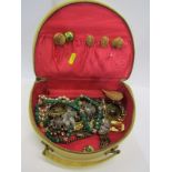 COSTUME JEWELLERY, zip bag containing selection of costume jewellery including earrings, brooches,