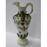 CONTINENTAL PORCELAIN, an encrusted and gilded porcelain ewer jug, 12" height
