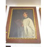 MARY EVELINE KINDON, signed oil on canvas "Portrait of Choir Master", 26" x 19"