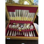 CANTEEN OF CUTLERY, set of plated cutlery by Walker Hall of Sheffield, in fitted oak case