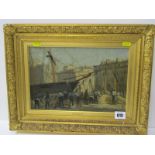 SCHOOL OF BOUDIN, signed oil on board "Unloading the Cargo", 7.5" x 11"