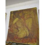 NUDE, oil on board "Study of Two Female Nudes", 30" x 28"
