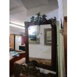 CONTINENTAL MIRROR, Amorini metal crested rectangular wall mirror, 33" height 20" width