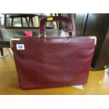 HARRODS, a vintage burgundy leather handbag made in Italy for Harrods Limited London, 15.5" wide