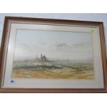 L RITTER, signed watercolour pastoral scene with ruins to the distance 12.5" x 20.5"