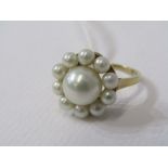 14ct YELLOW GOLD MICKIMOTO PEARL RING, size J/K