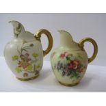 ROYAL WORCESTER, peach ground gilt handled floral decorated cream jug, model no 1094 and similar