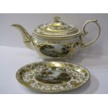 REGENCY CROWN DERBY, a fine gilded part tea service decorated with named topographical reserves