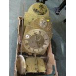 HOROLOGY, box of antique clock faces and movements