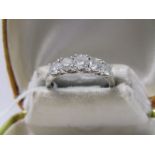 14ct WHITE GOLD 5 STONE DIAMOND RING, approx 1 carat, bright well matched stones