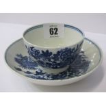18th CENTURY WORCESTER, "Fenced Garden" pattern tea bowl and saucer, hatched crescent mark