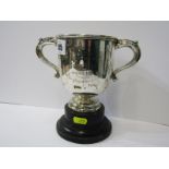 SILVER FOOTBALL PRESENTATION CUP, silver twin handled presentation cup "Penwithick AFC Cup,