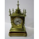 VICTORIAN FRENCH BRACKET CLOCK, an ornate brass square cased bracket clock on stand with coil bar