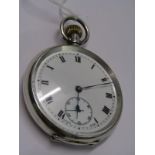 SILVER POCKET WATCH, circa 1929, top wind movement, appears in working condition