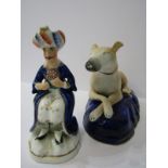 STAFFORDSHIRE POTTERY, Greyhound base inkwell and Sultan 4" figure