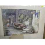 CHARLES ROBERTSON, monogrammed watercolour "Clovelly", 9.5" x 13.5"