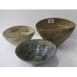 STUDIO POTTERY, Ian Godfrey collection of 3 conical bowls (1 with rim chip)