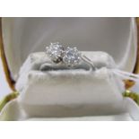 2 STONE DIAMOND & PLATINUM BYPASS RING, new setting by Climac of Truro, approx 1ct, diamonds of good